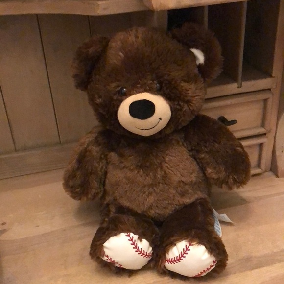Build-A-Bear Baseball Teddy Bear Plush Stuffed Animal BAB 15” Dark Brown - Picture 1 of 10